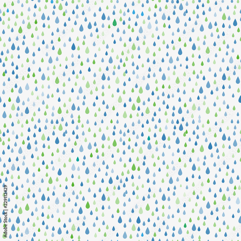 Drops of rain on a white background. Wallpaper, seamless. Can be adopted for packing, fabric.