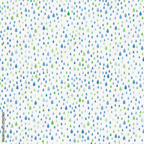 Drops of rain on a white background. Wallpaper, seamless. Can be adopted for packing, fabric.