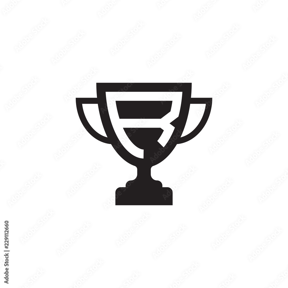initial letter R logo trophy vector