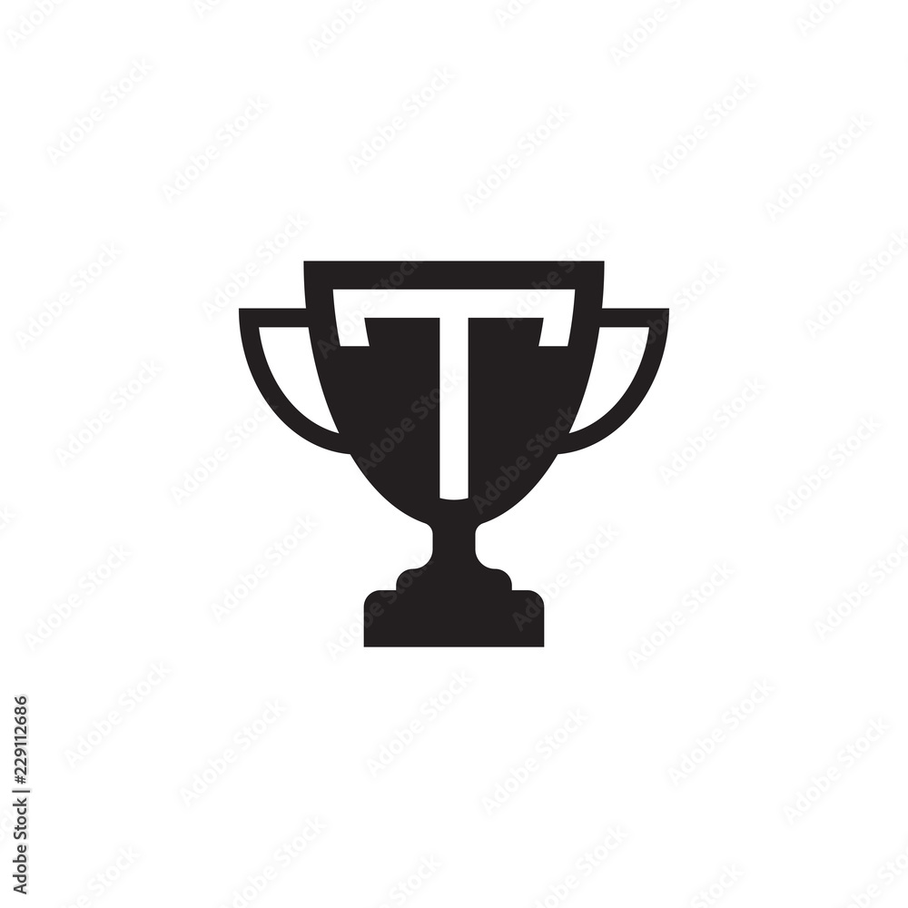initial letter T logo trophy vector initial letter T logo trophy vector