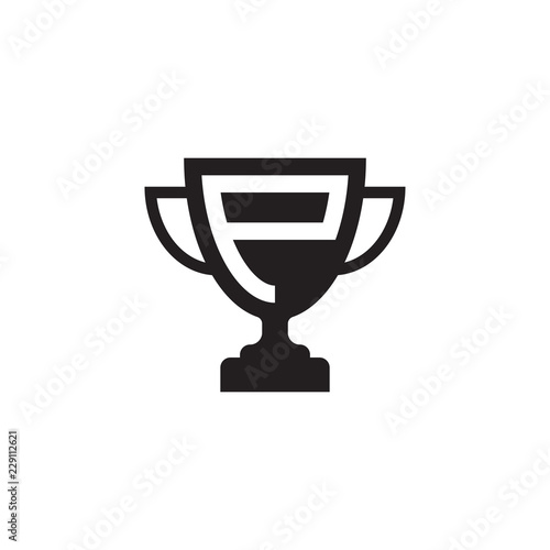 initial letter P logo trophy vector