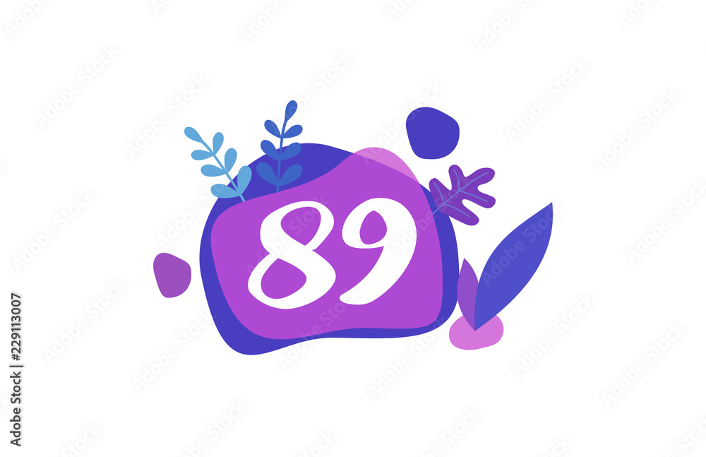 89 Years Anniversary Modern Purple Blue Flat Design 89 Years Anniversary Modern Purple Blue Flat Design