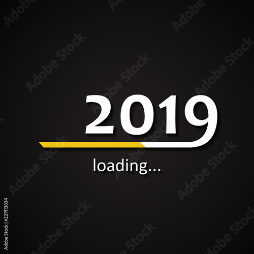 Loading 2019 inscription bar - flat design template, yellow edition