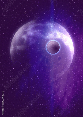 Fototapeta Naklejka Na Ścianę i Meble -  Purple planet in the space
