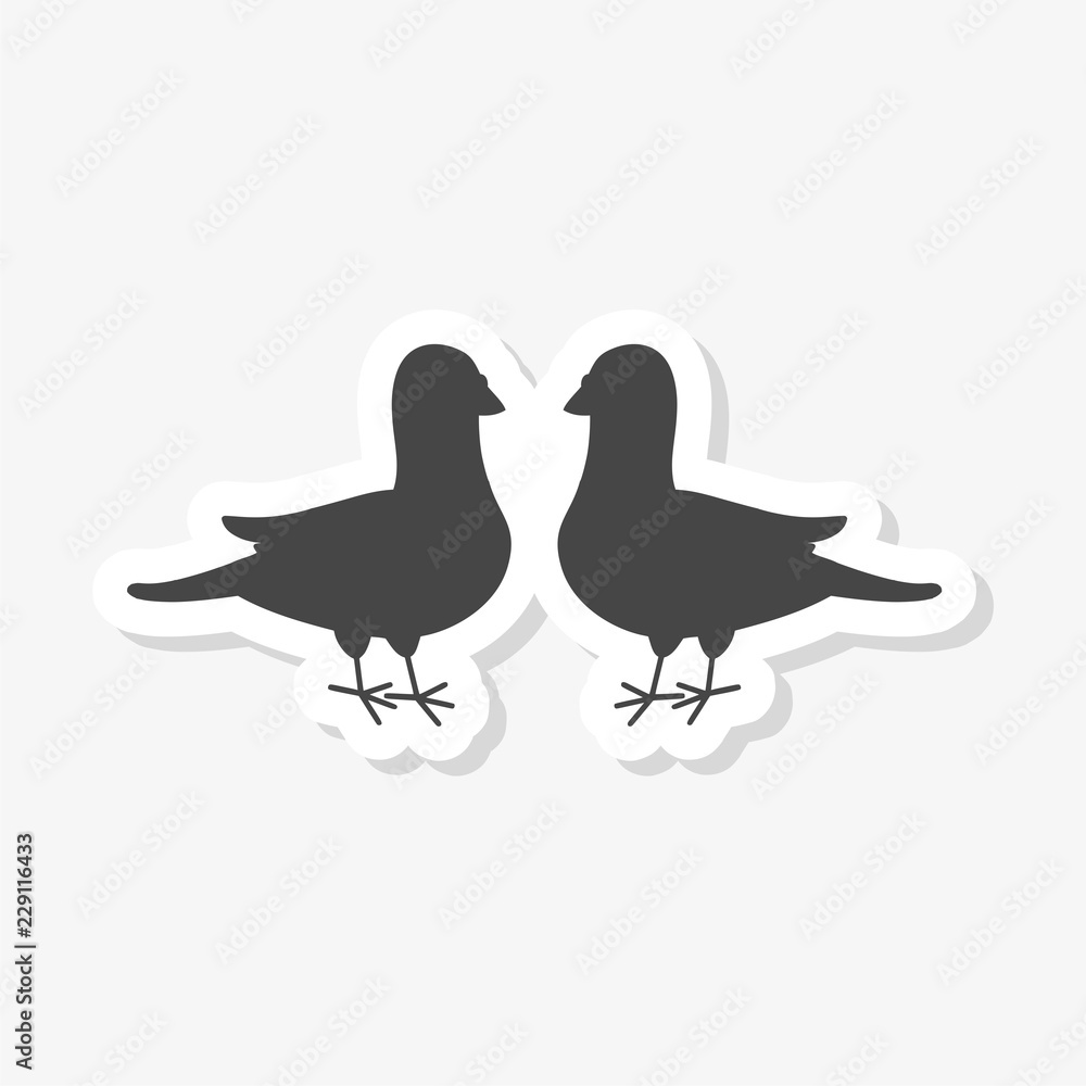 Two black pigeons sticker or logo 