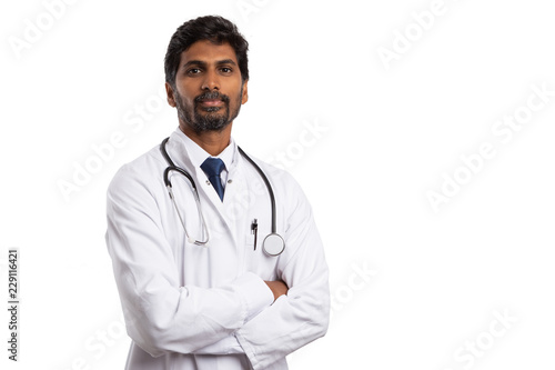 Medic portrait in scrubs with copyspace. © Thunderstock