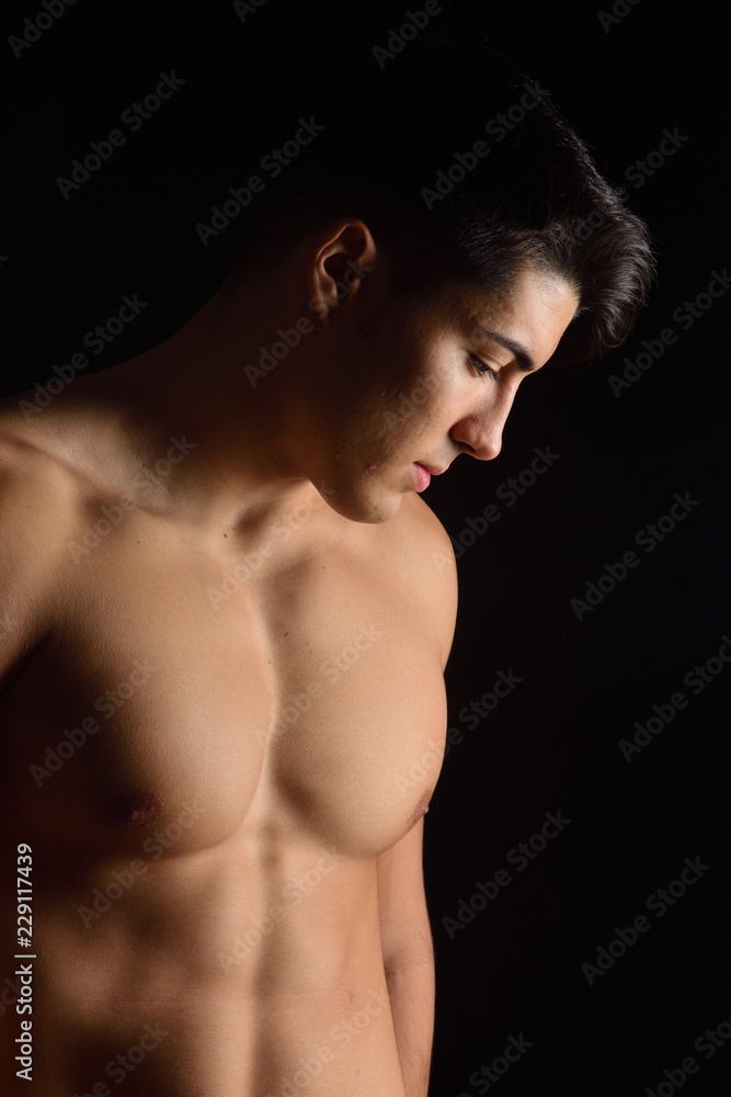 portrait of a man without clothes black background portrait of a man without clothes black background