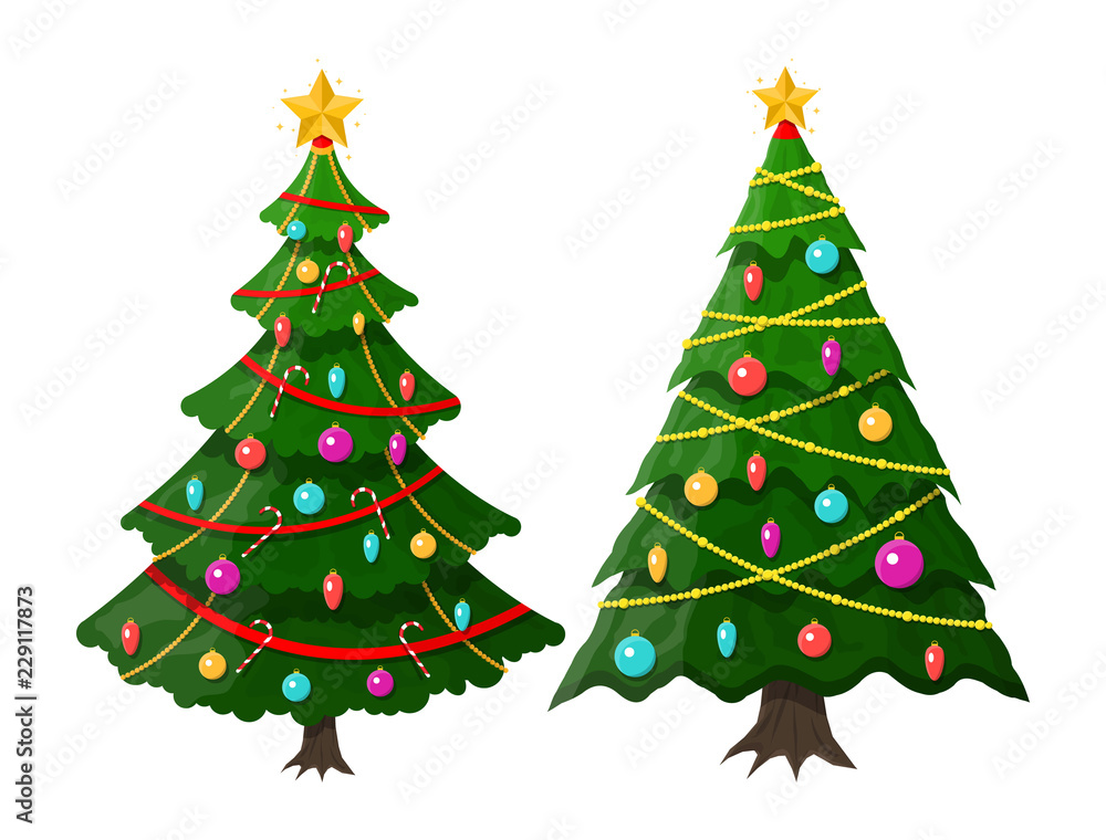 Fototapeta premium Christmas tree decorated