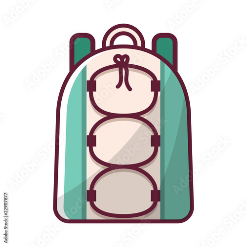 Vector cartoon flat backpack, sport suitcase background