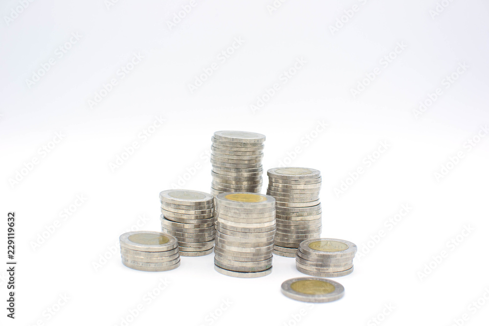 Thai coins isolated on white background. Thai coins isolated on white background.