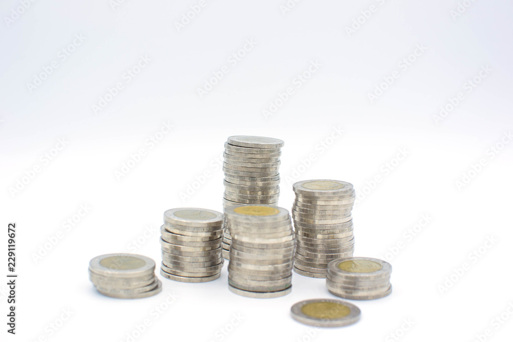 Thai coins isolated on white background. Thai coins isolated on white background.