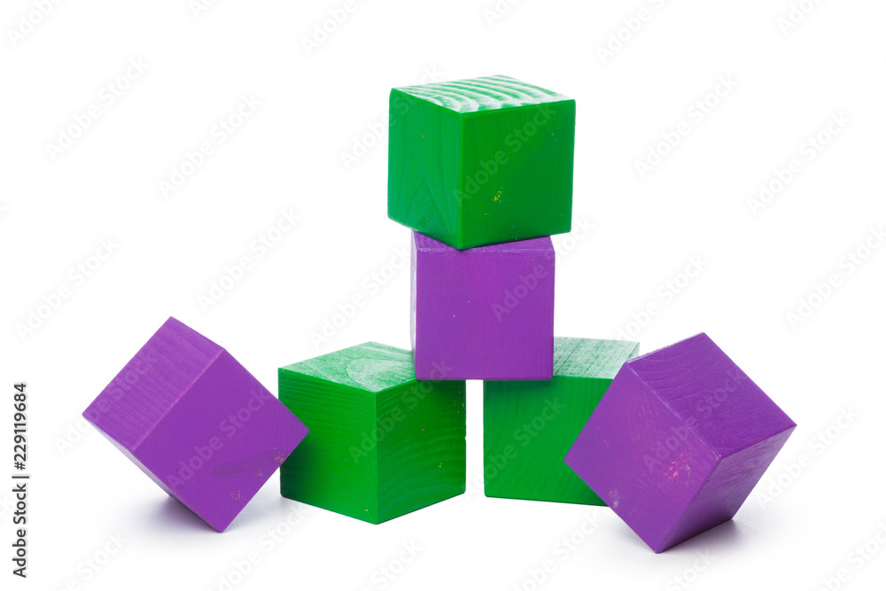 Fototapeta premium Wooden building blocks isolated on white background