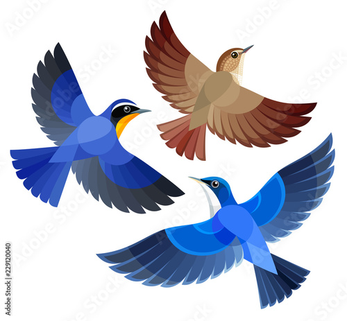 Stylized Songbirds in flight