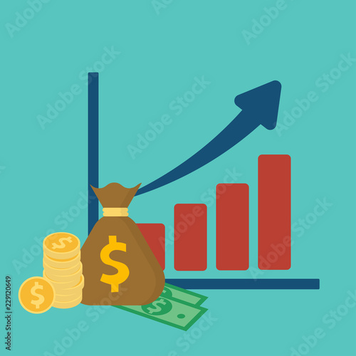 Growing graph. Success business, salary increase concept vector