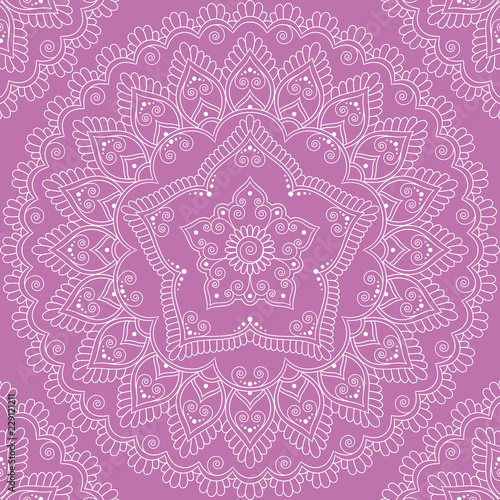 Seamless pattern with mandala ornament. Hand drawn illustration