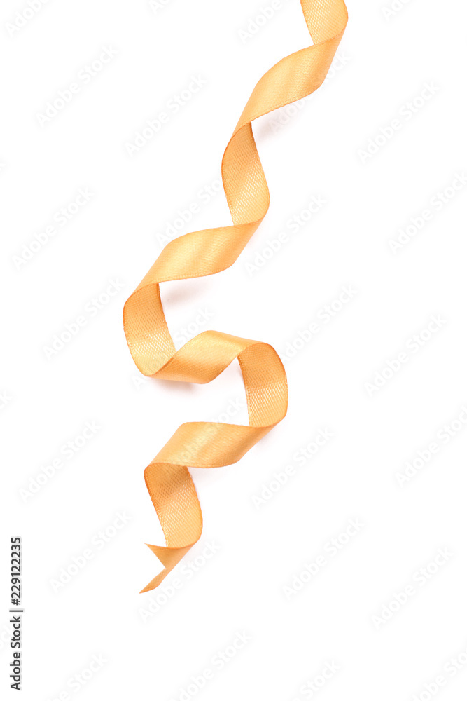 Beautiful golden ribbon on white background Beautiful golden ribbon on white background