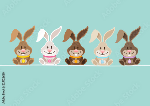 5 Cute Rabbits Retro DIN