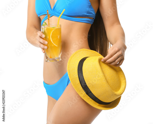 Beautiful woman in swimming...