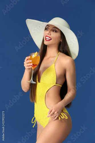 Beautiful woman in swimming...