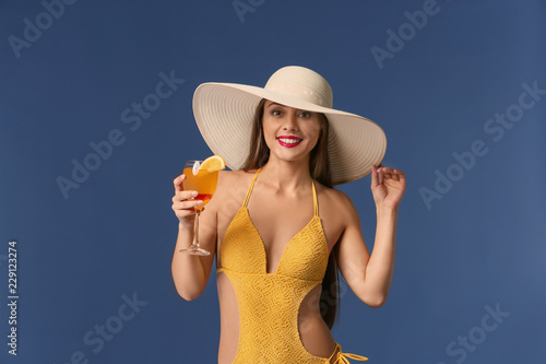Beautiful woman in swimming...