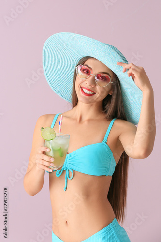 Beautiful woman in swimming...