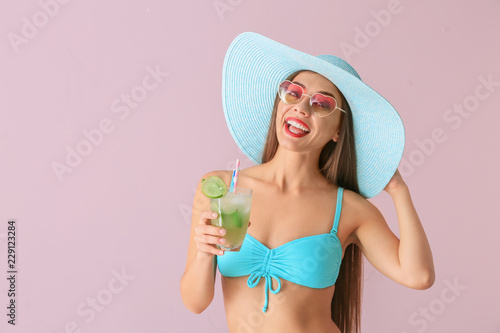 Beautiful woman in swimming...