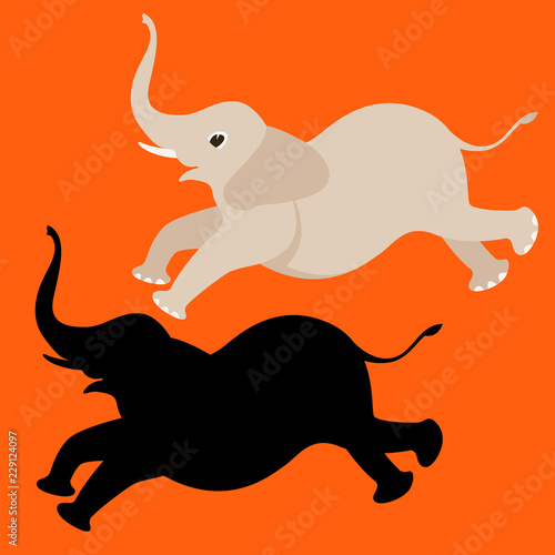 cartoon elephant vector illustration flat style 