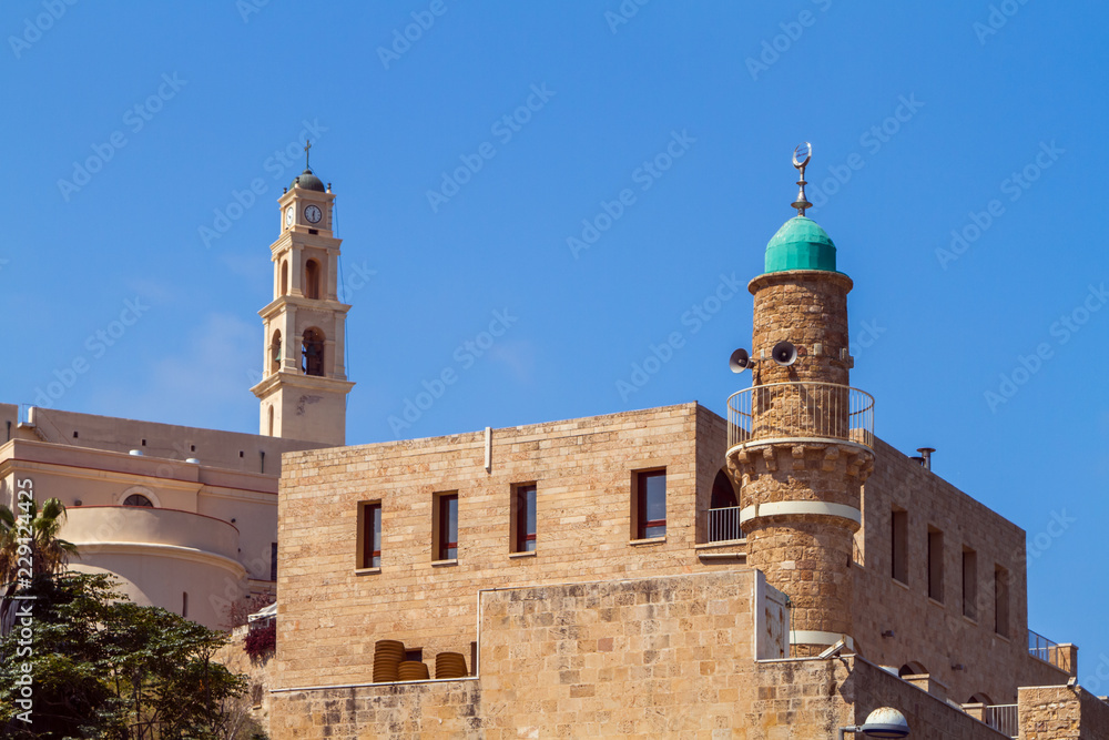 St. Peter's Church, Al-Bahr Mosque in Old Jaffa, Israel