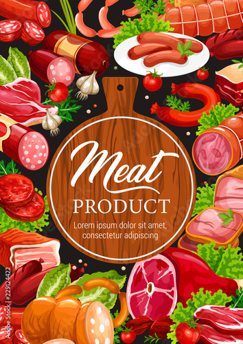 Meat and sausages butcher delicatessen products