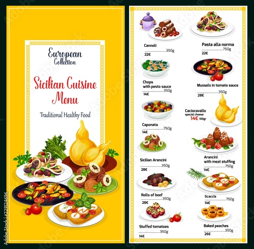 Sicilian cuisine healthy dishes menu