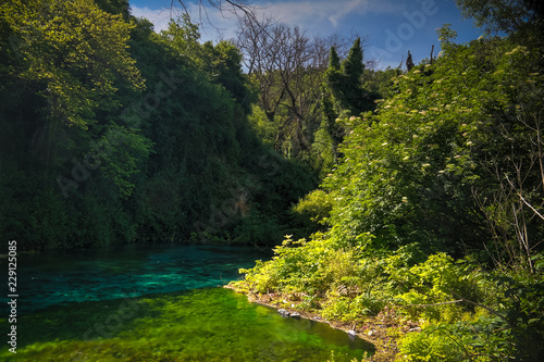 View to Blue Eye spring, initial water source of Bistrice river,near Muzine in Vlore County, southern Albania.