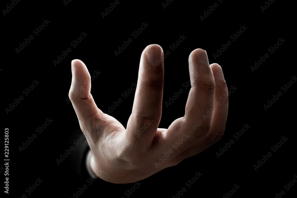 Empty hand isolated on black background Empty hand isolated on black background