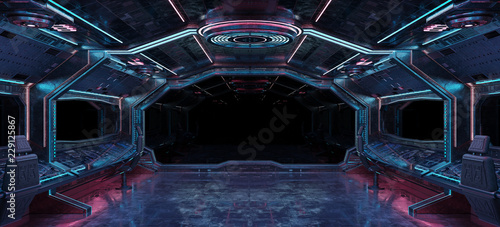Fototapeta Naklejka Na Ścianę i Meble -  Grunge Spaceship interior background 3D rendering