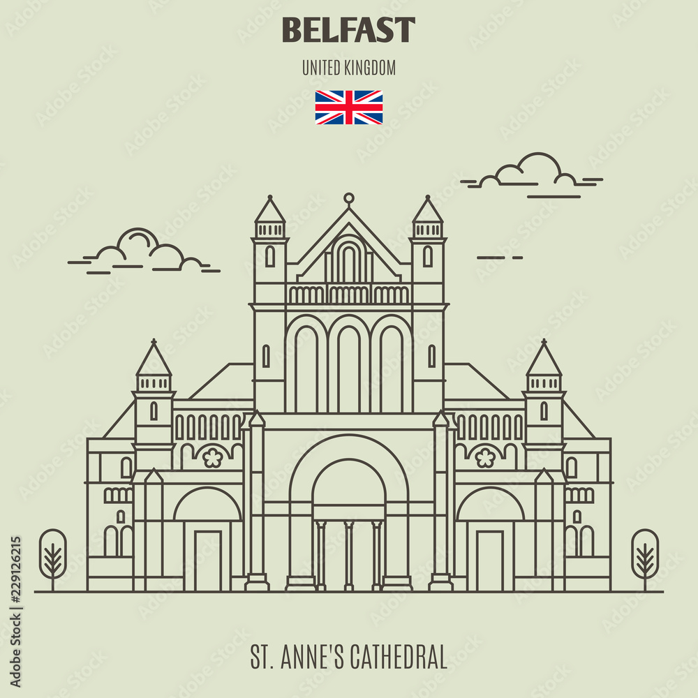 St. Anne's Cathedral in Belfast, UK. Landmark icon