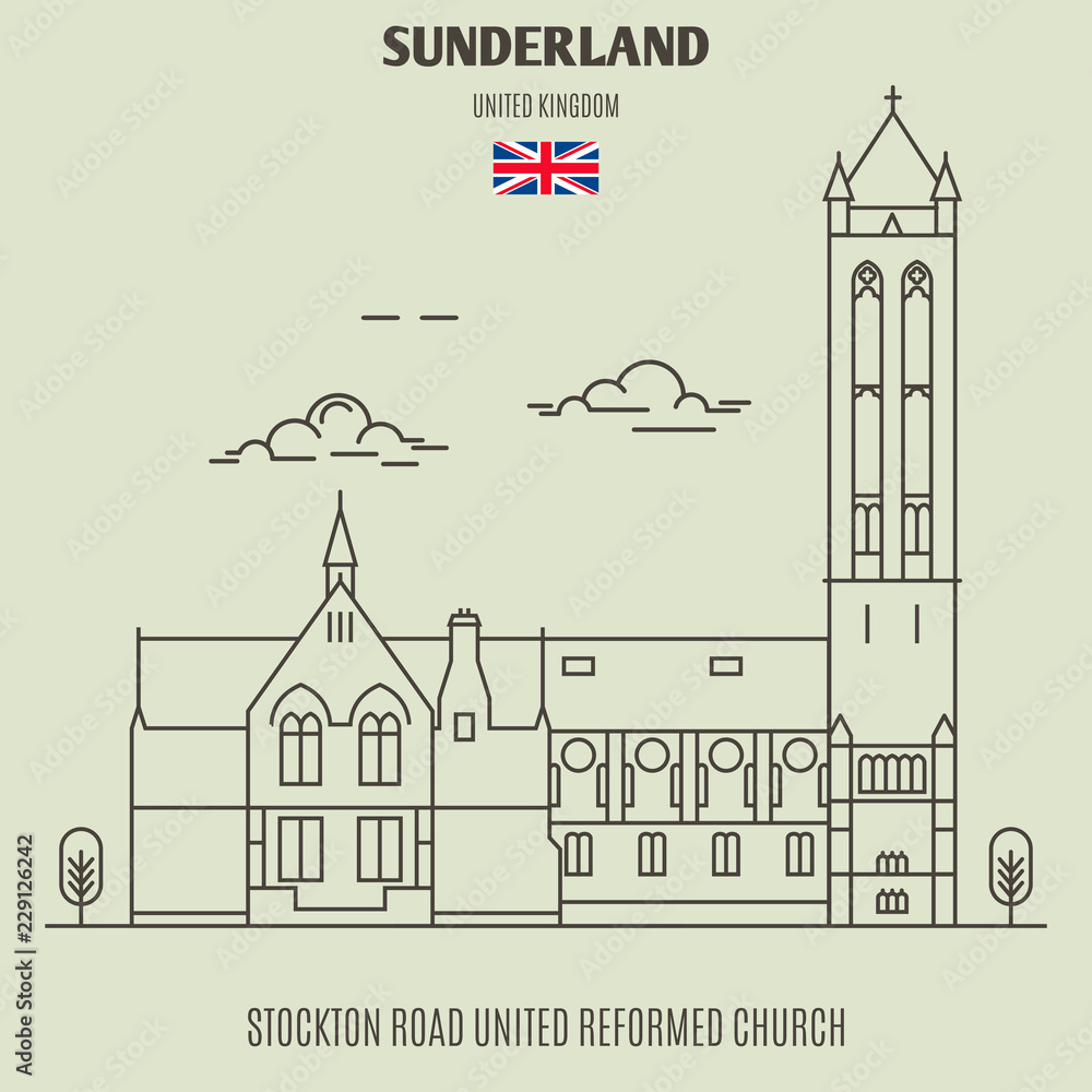 Stockton Road United Reformed Church in Sunderland, UK. Landmark icon