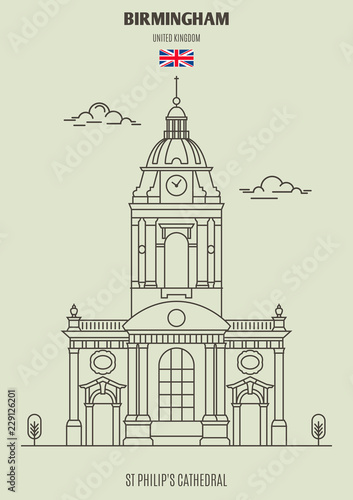 St Philip's Cathedral in Birmingham, UK. Landmark icon