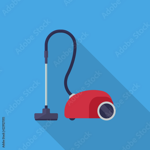 Vacuum cleaner flat icon isolated on blue background. Simple Vacuum cleaner sign symbol in flat style. Cleaning equipment Vector illustration for web and mobile design.