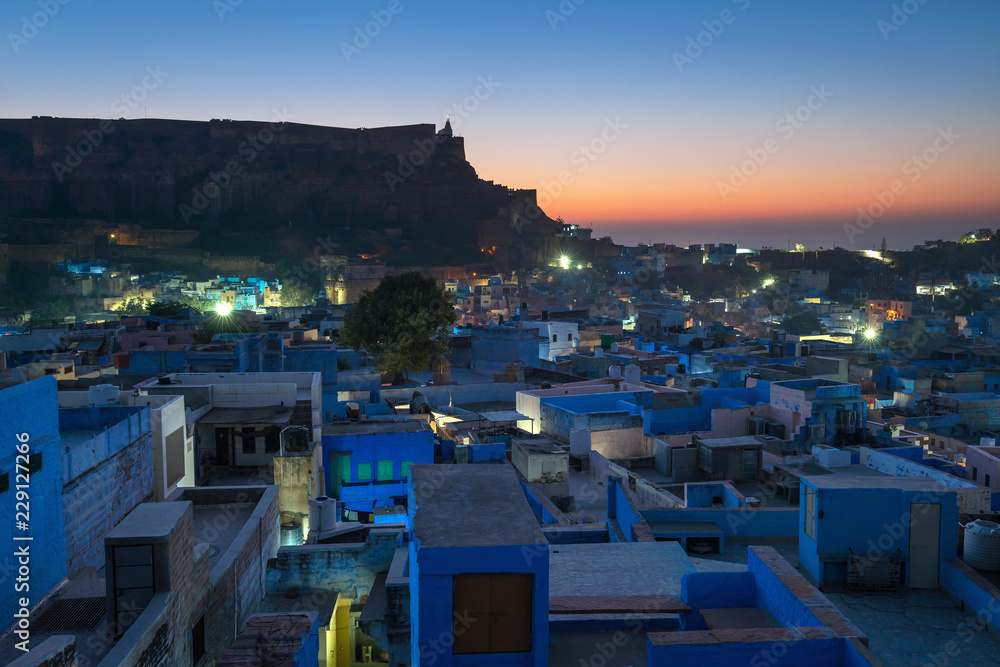 Fototapeta premium View of blue city of Jodhpur in Rajasthan, India 