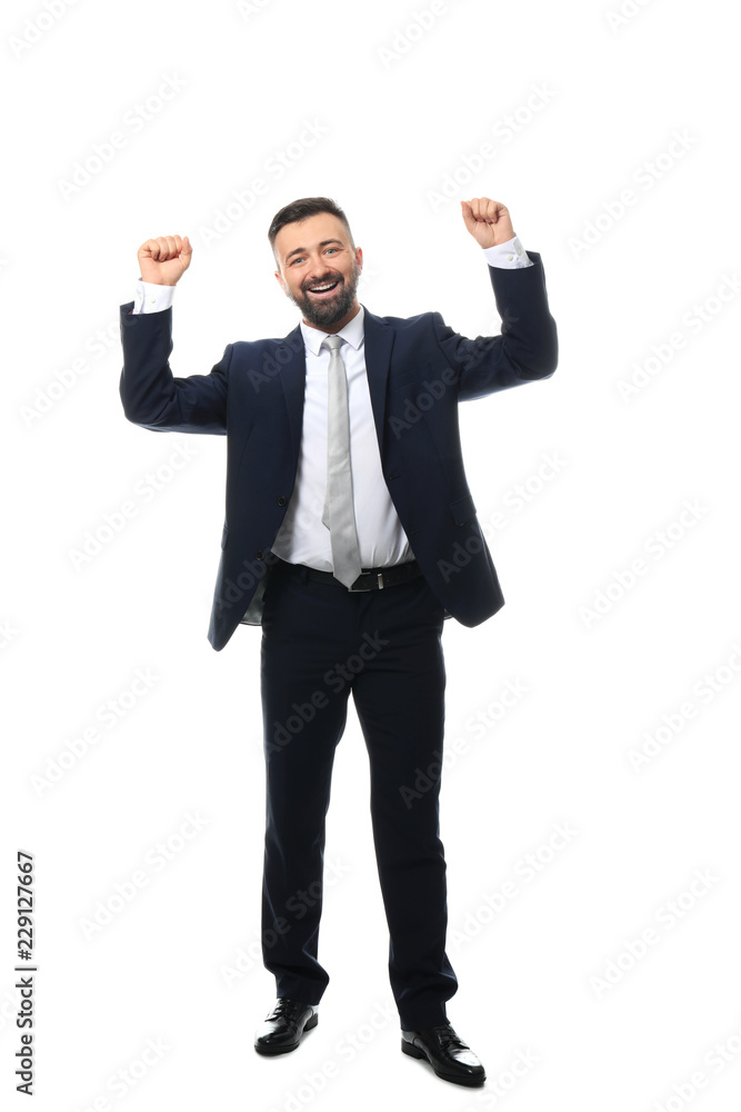 Happy successful businessman on white background Happy successful businessman on white background