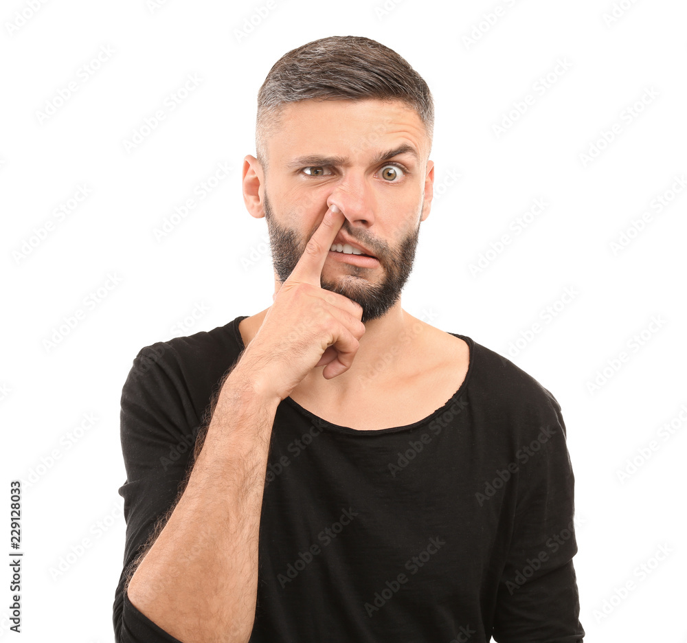 Portrait of emotional man on white background Portrait of emotional man on white background