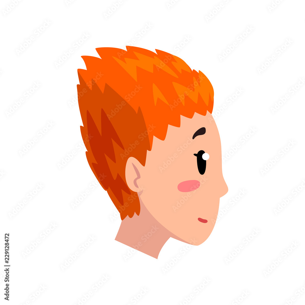 Head Of Girl With Short Red Dyed Hair Profile Of Young Woman With Fashion Hairstyle Vector Illustration On A White Background Stock Vector Adobe Stock