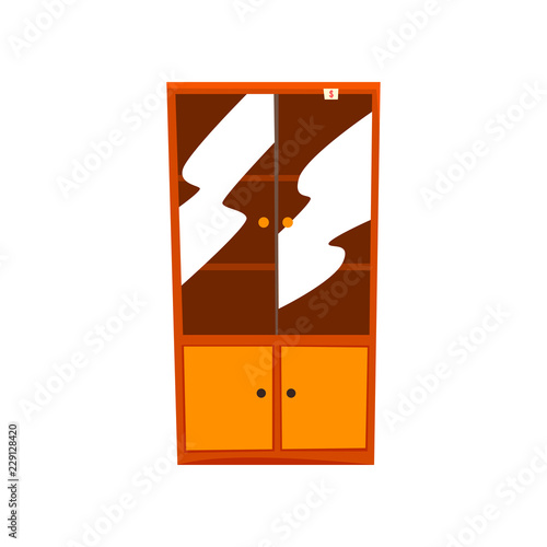 Retro cupboard, old unnecessary furniture, garage sale vector Illustration on a white background