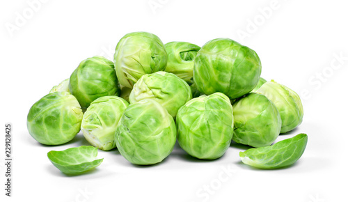 Delicious brussel sprouts, isolated on white background.