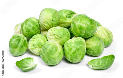 Delicious brussel sprouts, isolated on white background.