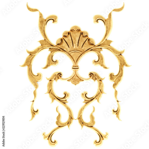 Gilded stucco, gold cartouche