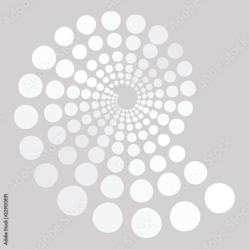 translucent spiral of dots in silver shades