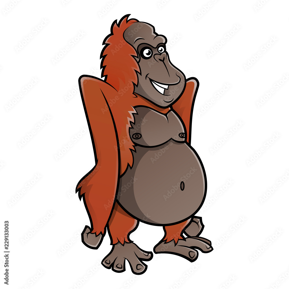 Cute Orangutan standing Mascot Cartoon Vector Stock Vector | Adobe Stock