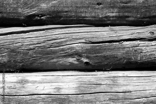 Old wooden wall in black and white.