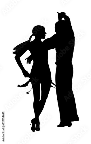 Elegance tango Latino dancers vector silhouette isolated on white background. Dancing couple. Partner dance salsa, woman and man in love. lady and gentleman dance passionate Latin erotic sensual dance