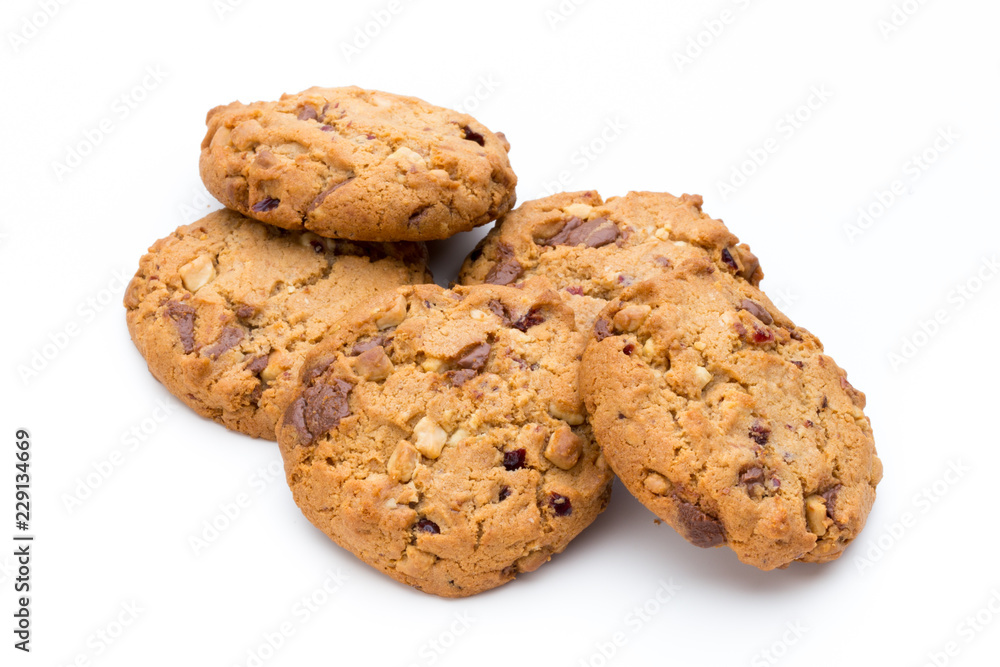 Chocolate chip cookie isolated on white background. Chocolate chip cookie isolated on white background.